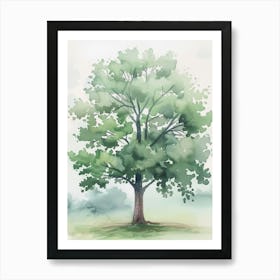 Pecan Tree Atmospheric Watercolour Painting 1 Art Print