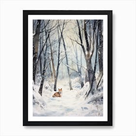 Winter Watercolour Fox 4 Art Print