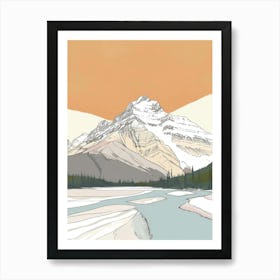 Mount Robson Canada Color Line Drawing (3) Poster