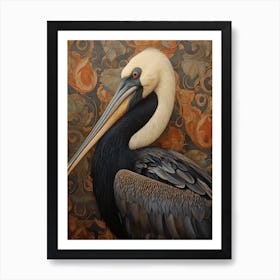 Dark And Moody Botanical Pelican 4 Art Print