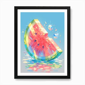 Disco Ball Watermelon Slice Art Print