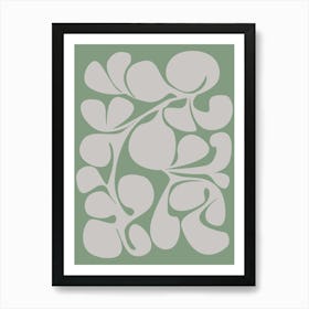 Green Botanical Swirl 1 Art Print