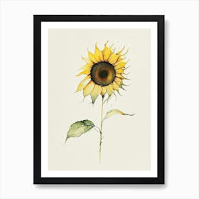 Sunflower Leaf Minimalist Watercolour Art Print