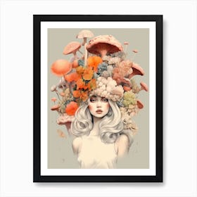 Mushroom Surreal Portrait 6 Art Print