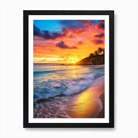 Galley Bay Beach Antigua With The Sun Setting Behind 4 Art Print