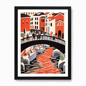 Ponte Santa Trinita, Florence Italy Colourful 1 Art Print