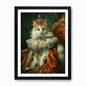 Cat With A Crown Royal Rococo Painting Inspired 2 Art Print