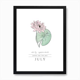 July Water Lily Birth Flower 2 Art Print