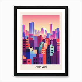 Chicago Colourful Travel Poster 5 Art Print