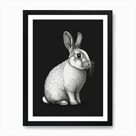 English Lop Blockprint Rabbit Illustration 6 Art Print