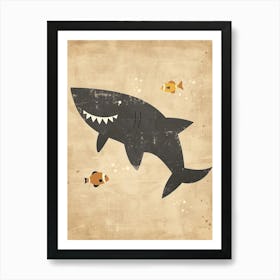 Shark & Fish Modern Storybook Style 2 Art Print