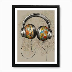 Headphones Canvas Print Art Print