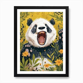Giant Panda Growling Storybook Illustration 3 Art Print