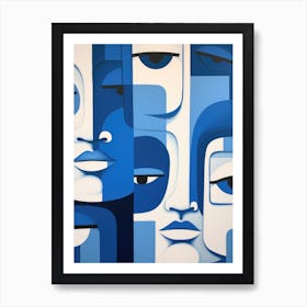 'Blue Faces' Art Print