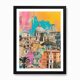 Rome   Retro Collage Style 3 Art Print