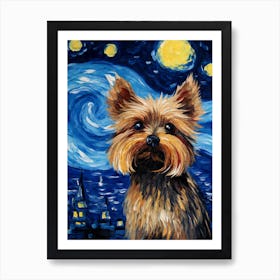 Yorkshire Terrier Starry Night Dog Portrait Art Print