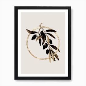 Gold Ring Olive Tree Branch Glitter Botanical Illustration n.0335 Art Print