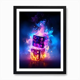 Flaming Dice Art Print