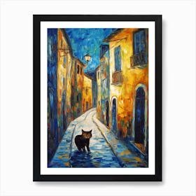 Painting Of Florence With A Cat In The Style Of Expressionism 3 Art Print
