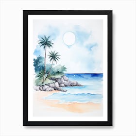 Watercolour Of Horseshoe Bay Beach   Bermuda 0 Art Print