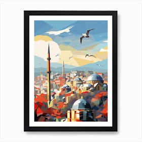 Istanbul, Turkey, Geometric Illustration 1 Art Print