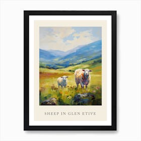 Sheep In The Highlands Impressionsim Style Art Print