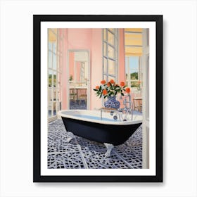 A Bathtube Full Of Carnation In A Bathroom 4 Art Print