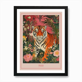 Floral Animal Painting Tiger 1 Poster Art Print