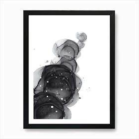 Ink Swirl Motion – Dreamlike Black and White Art Art Print