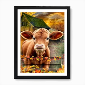 Cow In Autumn Art Print
