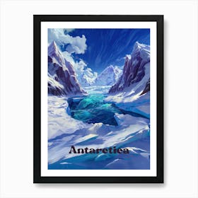 Antarctica Ice Age Travel Illustration Art Print