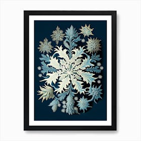 Cold, Snowflakes, Vintage Botanical 2 Art Print