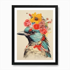 Bird With A Flower Crown Sparrow 4 Art Print