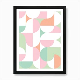 Mid-Mod playful geometric dots and shapes pattern candy pastels Art Print