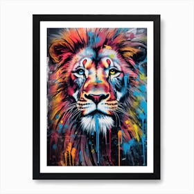 Lion Art Painting Street Art Style 4 Art Print