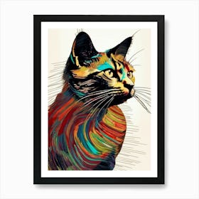 Colorful Cat, Minimilist Art Print