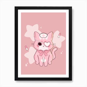 Nurse kawaii cat art print Art Print