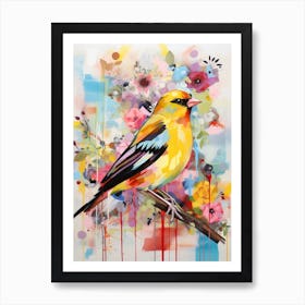 Bird Painting Collage American Goldfinch 4 Art Print