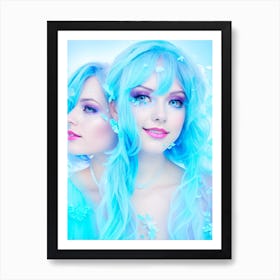 Two Girls With Blue Hair Art Print