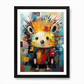 City Stroll with a Hedgehog: Basquiat style Art Print