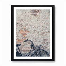 Dutch Black Bike At The Wall Art Print
