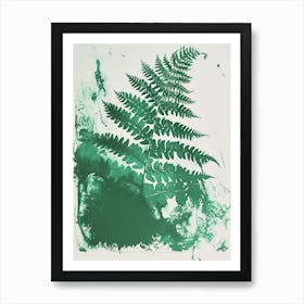 Green Ink Painting Of A Giant Chain Fern 4 Art Print