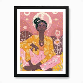 black women on the sky moon 1 Art Print