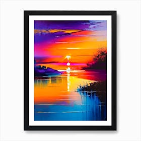 Sunrise Over River Waterscape Bright Abstract 1 Art Print