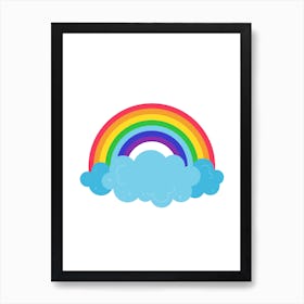 Children's, Art, Cute, Rainbow, Clouds, Nursery, Cot, Bedroom, Baby, Fun, Boys, Girls, Wall Art Art Print