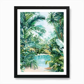 Tropical Jungle Watercolor Painting Art Print
