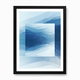 Minimal art Abstract Blue Watercolor Painting Art Print