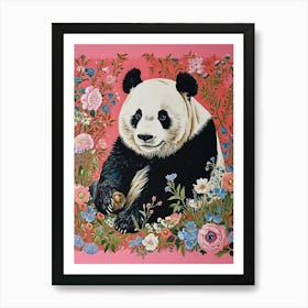 Floral Animal Painting Panda 2 Poster