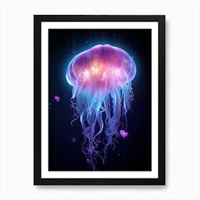 Lions Mane Jellyfish Neon Illustration 7 Art Print