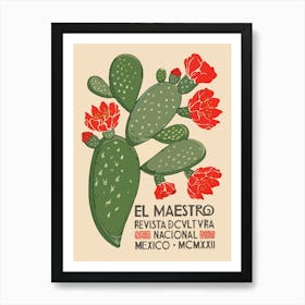 Mexican Art El Maestro Magazine Revista Green Cactus Art Print